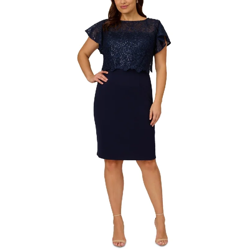 Latest Fashion Adrianna Papell Womens Plus Sequined Short Sheath Dress