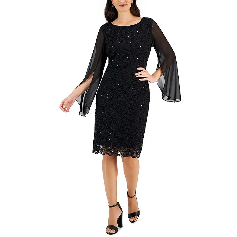 Women's Outdoor Activity Garments Connected Apparel Womens Lace Overlay Knee Length Sheath Dress