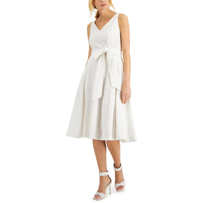 Women's Party Outfit Taylor Womens Petites Cotton Knee Length Fit & Flare Dress