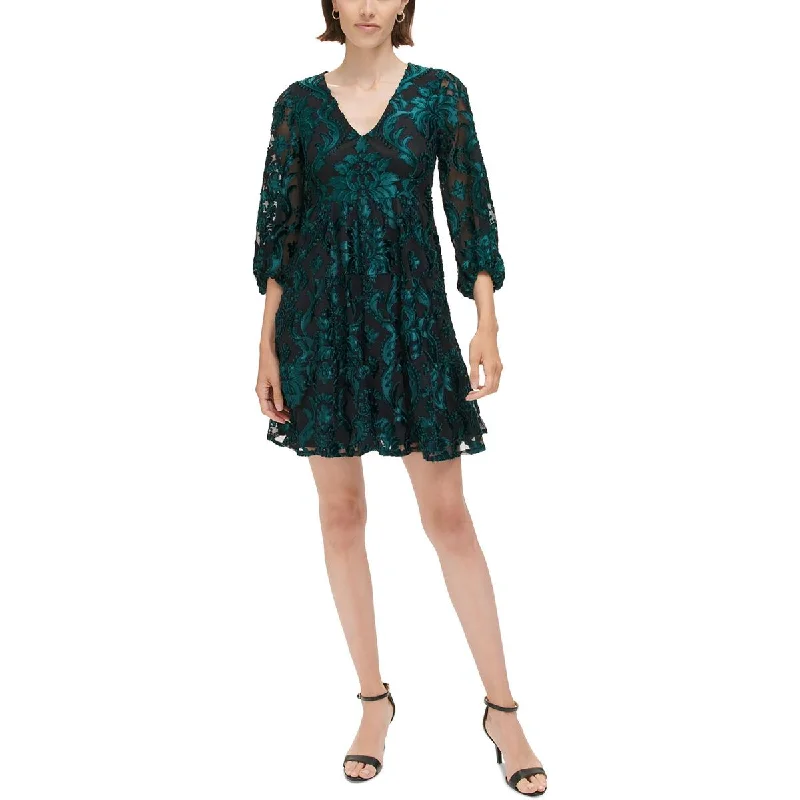 Women's Travel Garments Eliza J Womens Mesh Above Knee Fit & Flare Dress