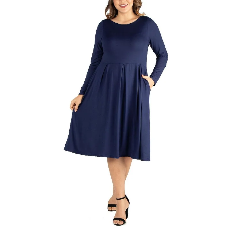 Women's Urban Clothing 24/7 Comfort Womens Plus Solid  Fit & Flare Dress