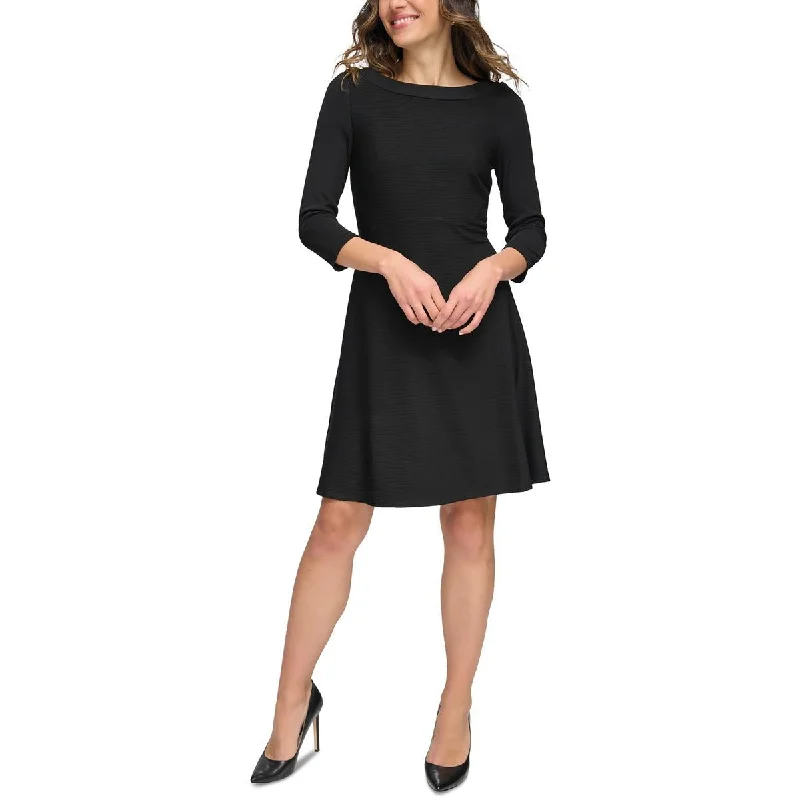 Women's Vacation Garments Tommy Hilfiger Womens Petites Mini Three Quarter Sleeve Fit & Flare Dress