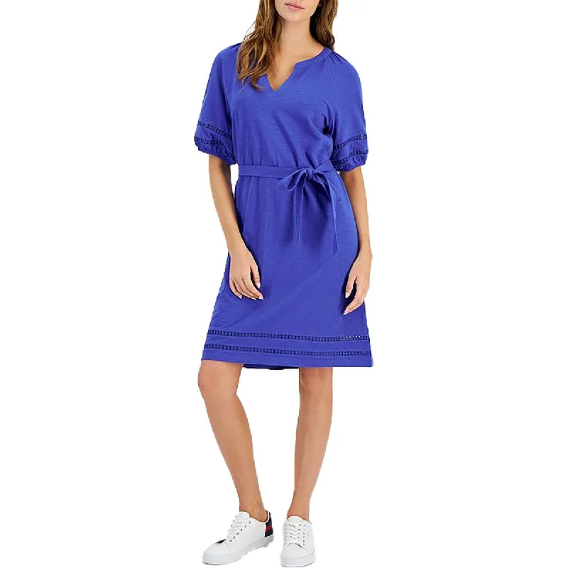 Sale On Sale Tommy Hilfiger Womens Eyelet Puff Sleeve Sheath Dress