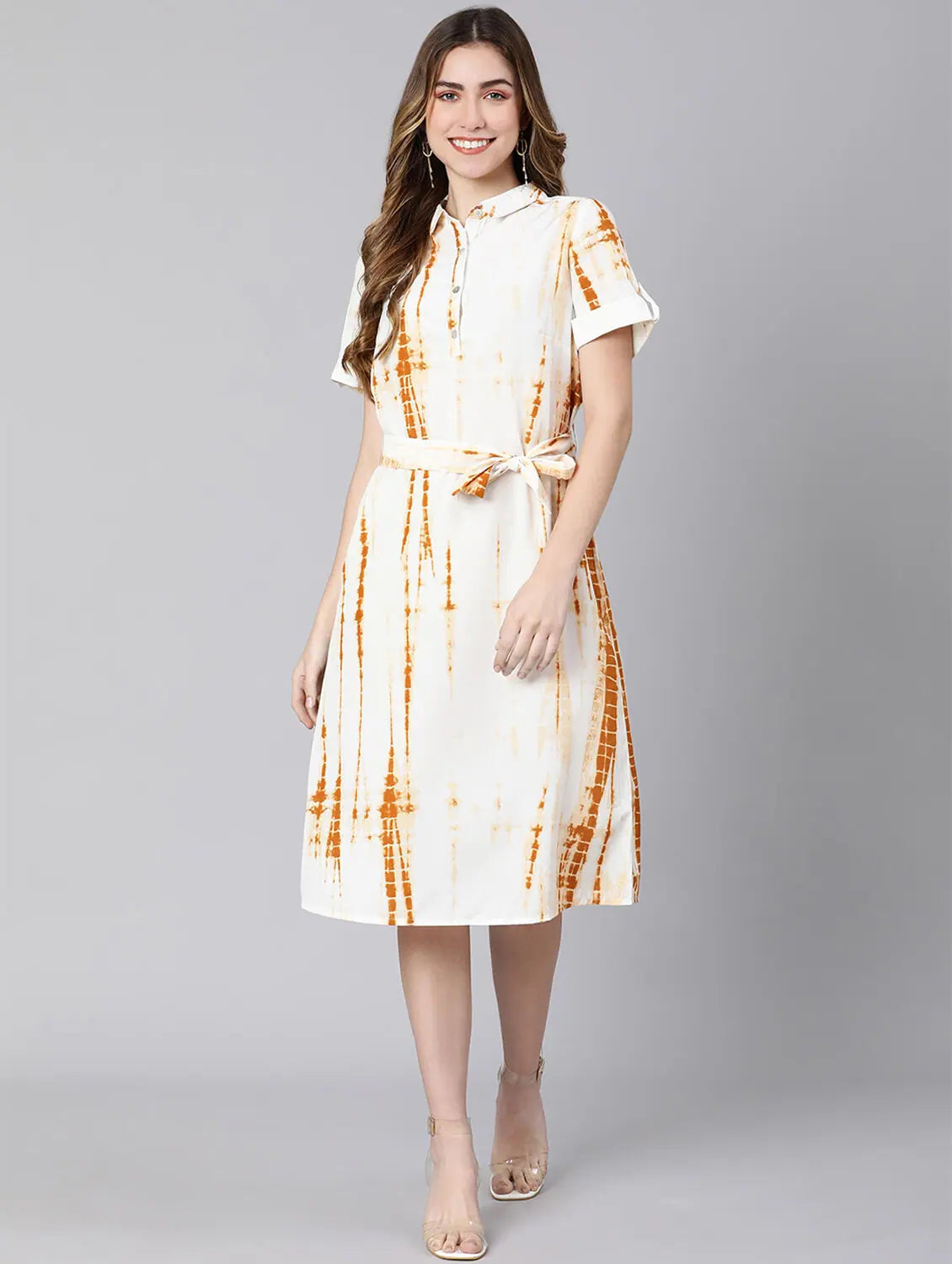 Holiday Discount Tie-Dye Wih Waste Belt Women Dress