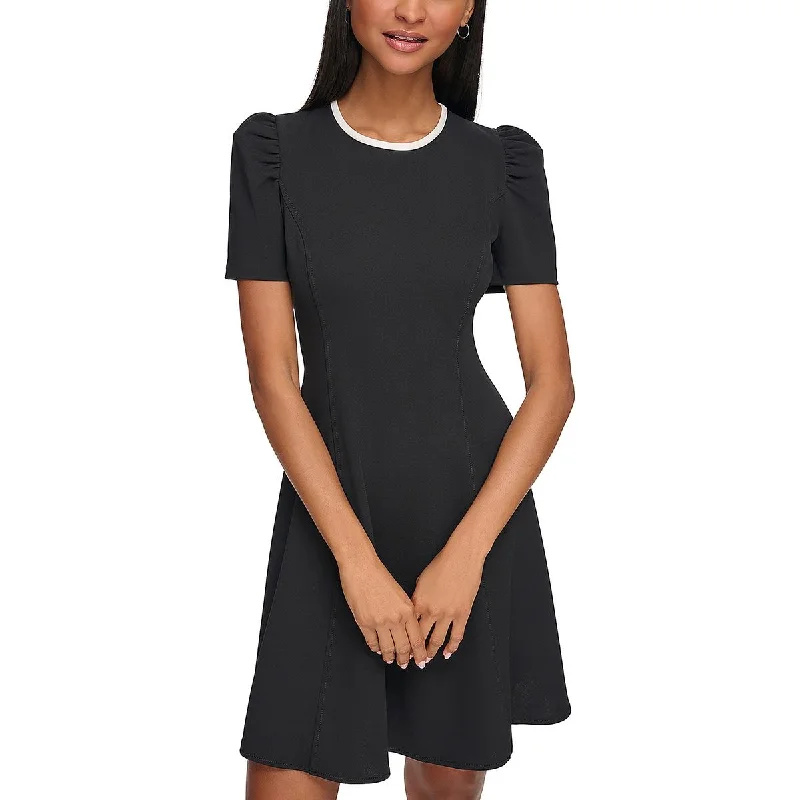 Trendy Women's Dresses Online Karl Lagerfeld Paris Womens Contrast Trim Above Knee Fit & Flare Dress