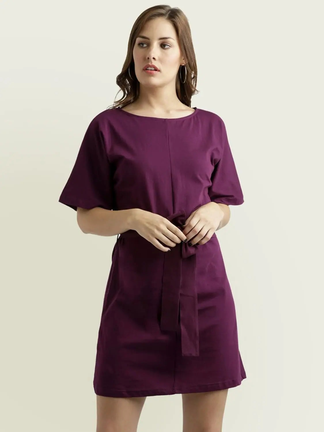 Current Trends Ladies First Belted Dress Magenta
