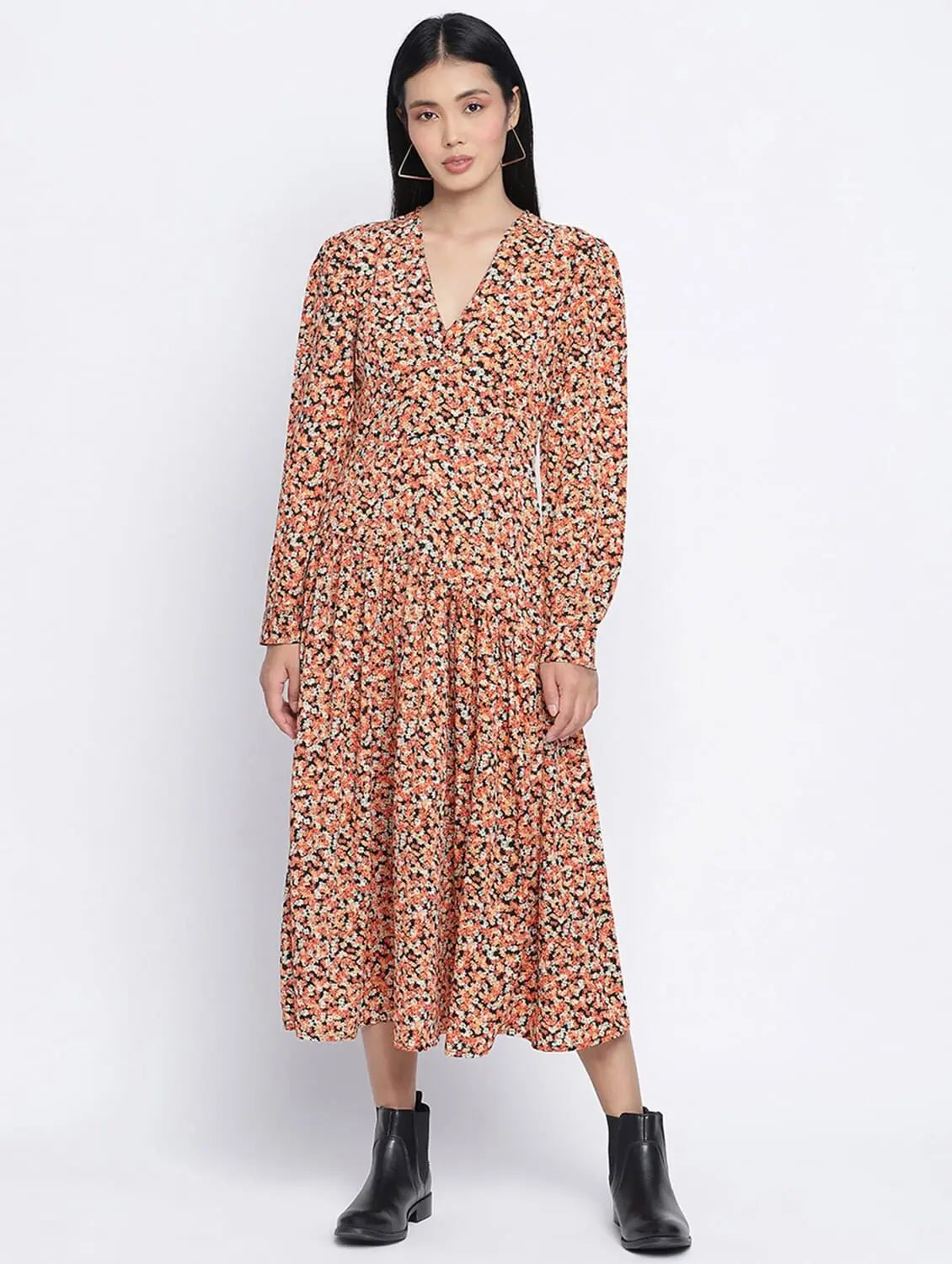 Flash Sale Clothing Gracious Orange Printed Casual Women Dress