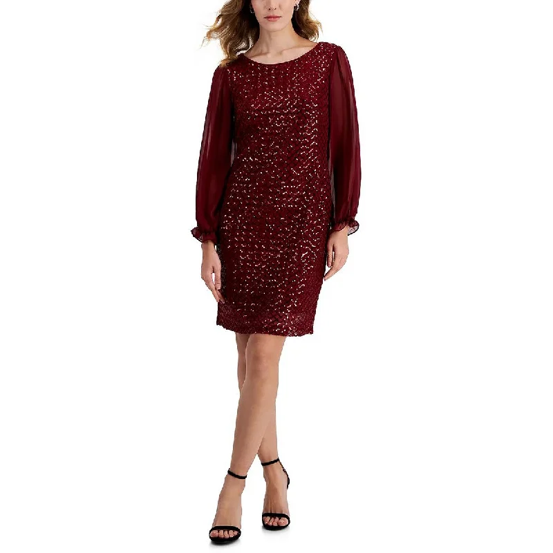 Affordable Women's Clothing Connected Apparel Womens Petites Knee-Length Sequined Sheath Dress Affordable Women's Clothing Connected Apparel Womens Petites Knee-Length Sequined Sheath Dress