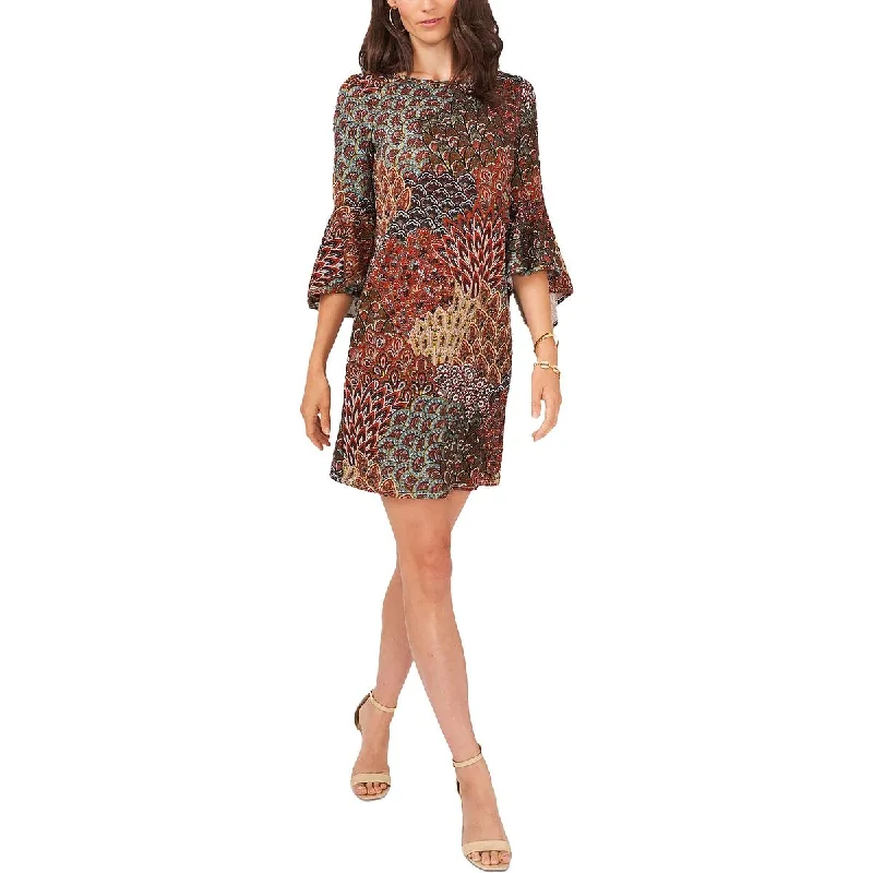 Online Impressions Boutique MSK Womens Printed Above Knee Sheath Dress