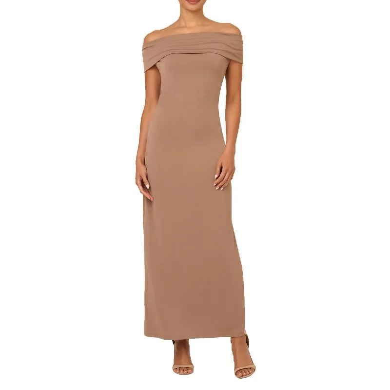 Luxury Women's Clothing Adrianna Papell Womens Solid Off-The-Shoulder Sheath Dress
