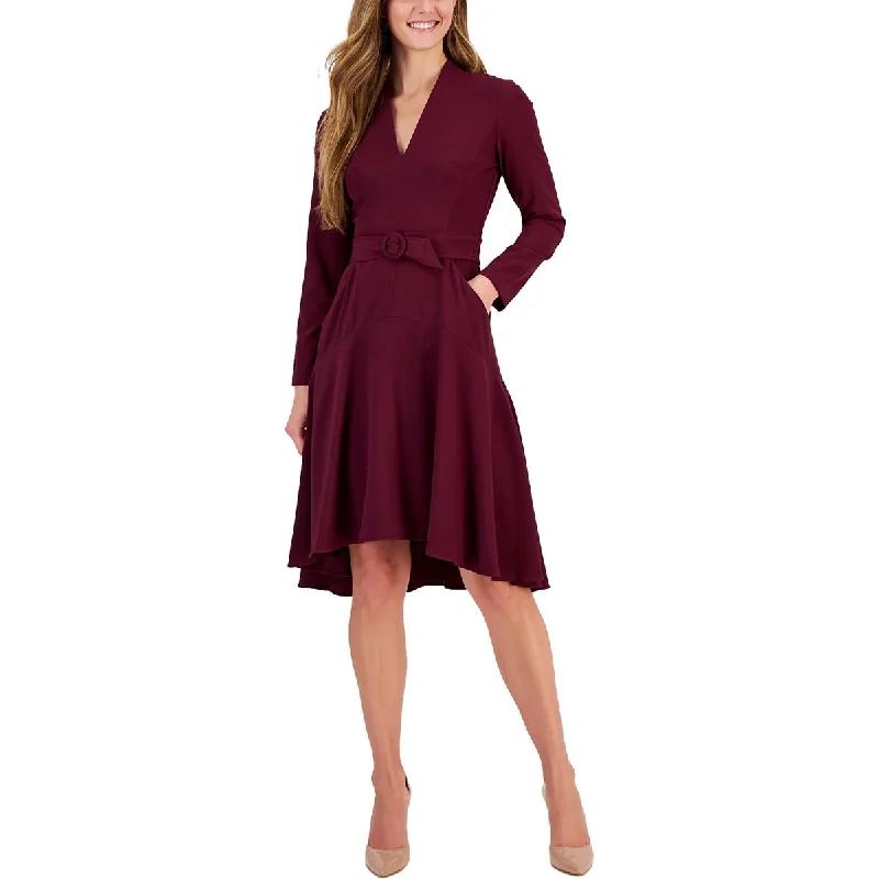 Chic Women's Outfit Ideas Taylor Womens Asymmetric Mini Fit & Flare Dress