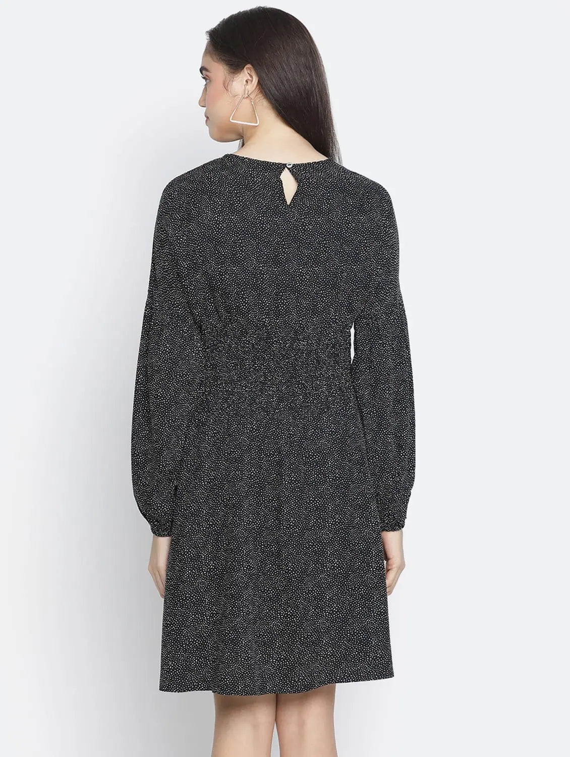 Affordable Women's Fashion Pradise Black Dot Print Women Smocked Dress