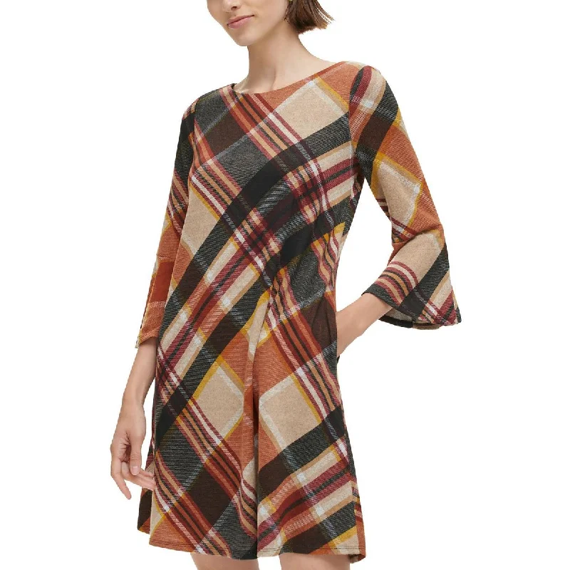 Timeless Women's Garments Jessica Howard Womens Fit & Flare Plaid Fit & Flare Dress