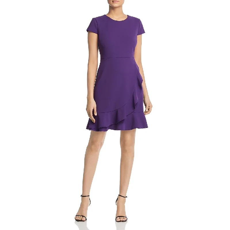 Women Clothing Karl Lagerfeld Paris Womens Ruffled Cap Sleeve Wear to Work Dress
