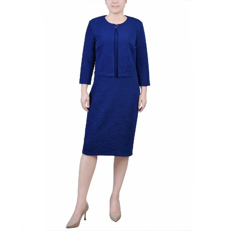 Women's Functional Outfit For Outdoor Activities NY Collection Womens Textured Knee-Length Sheath Dress