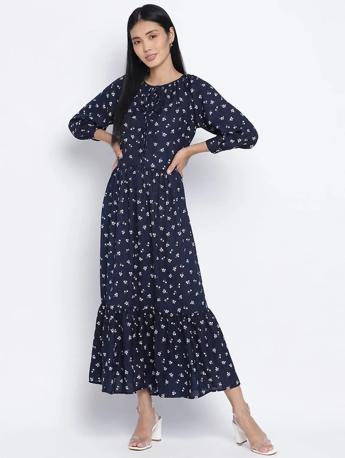High Street Women's Fashion for Trendy Shoppers Exciting Blue Printed Causal Women Dress
