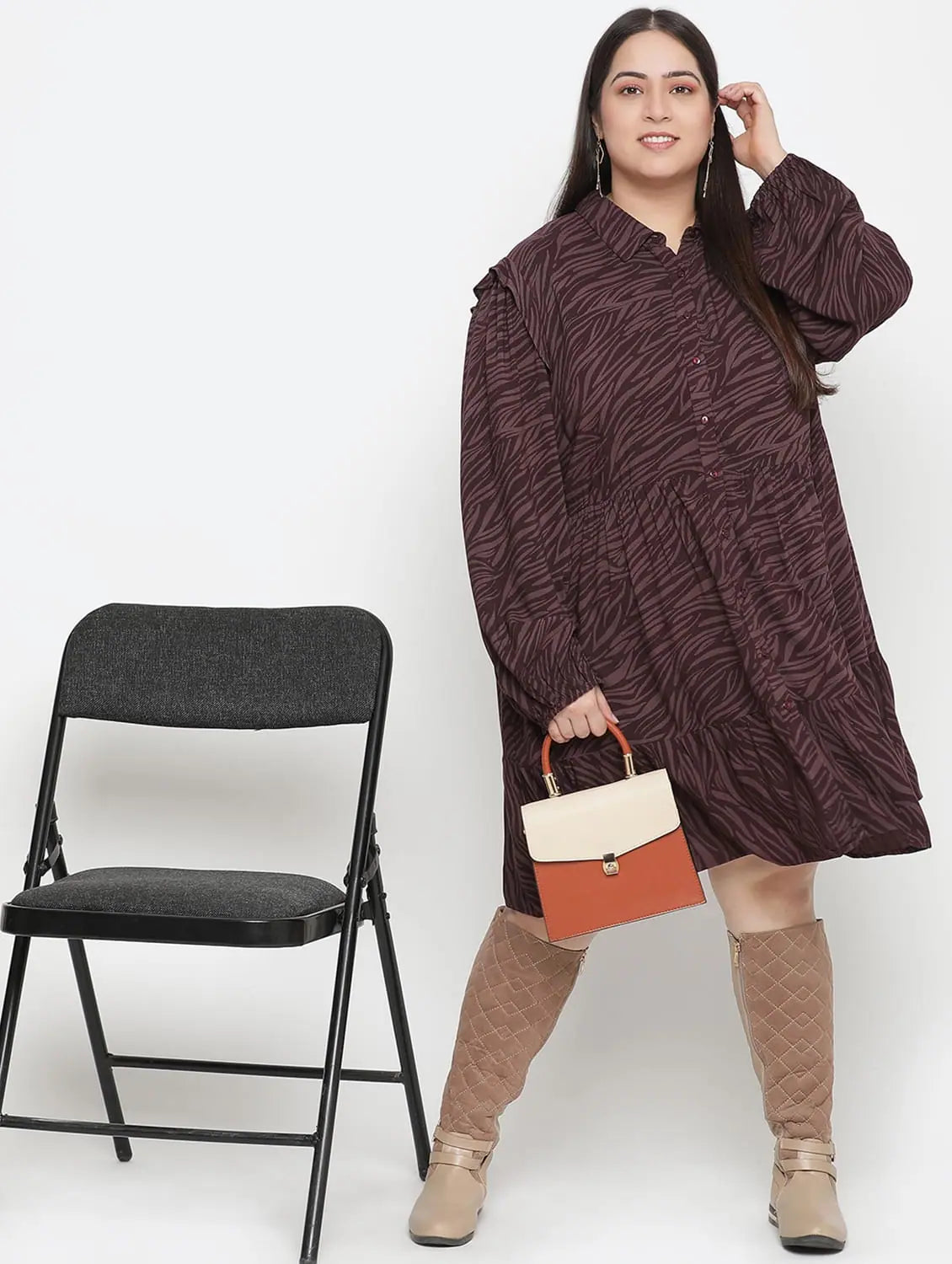 Best Online Boutiques For Women Mosh Animal Print Wine Colour Plus Size Women Dress