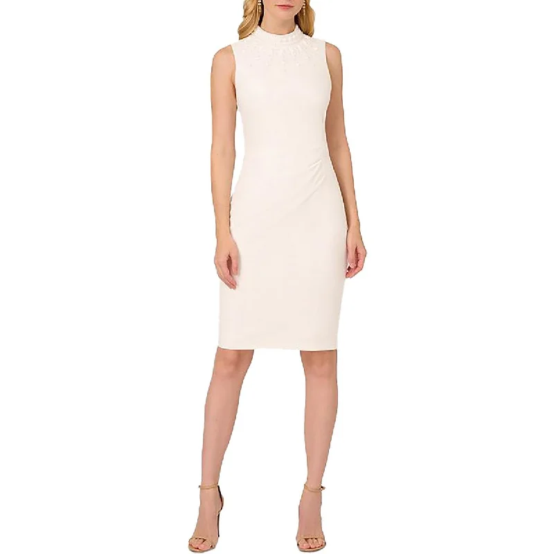 Stylish Loungewear for Women Adrianna Papell Womens Embellished High Neck Sheath Dress