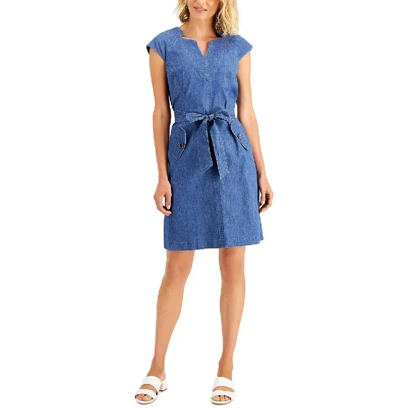 New Arrival Discount Kasper Womens Denim Short Sheath Dress
