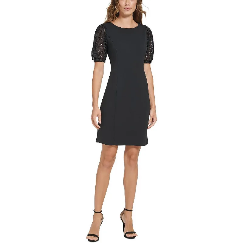 Stylish Everyday Clothing DKNY Womens Sequined Above Knee Sheath Dress