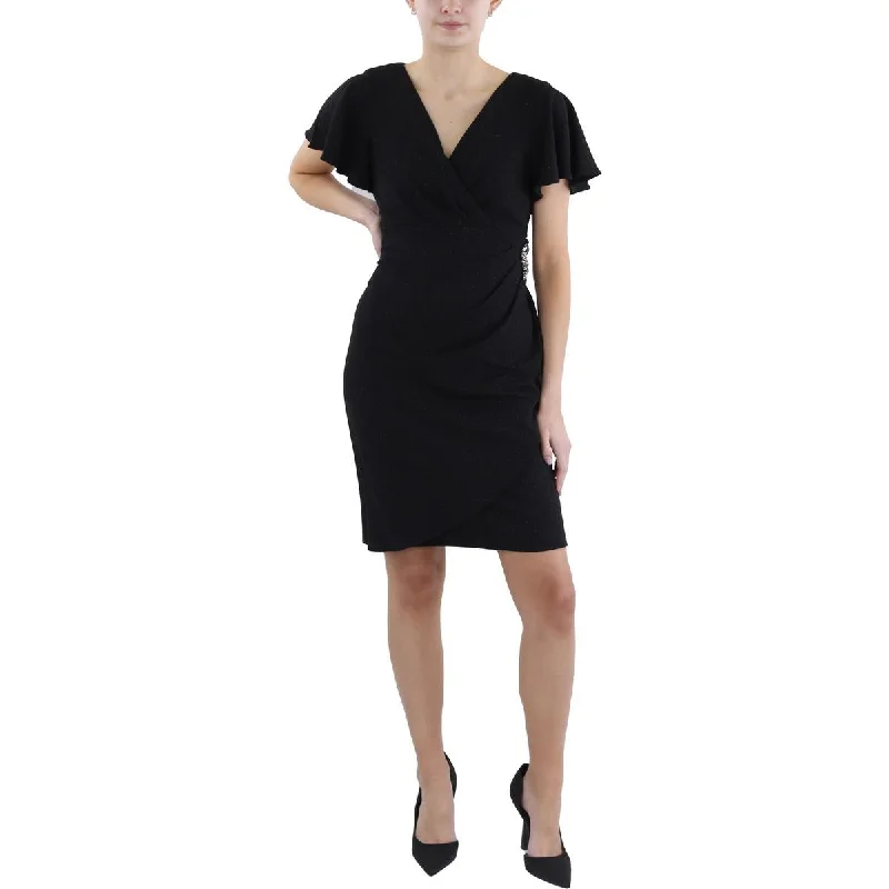 Vintage-Inspired Women's Clothes SLNY Womens Petites Knee-Length Embellished Sheath Dress
