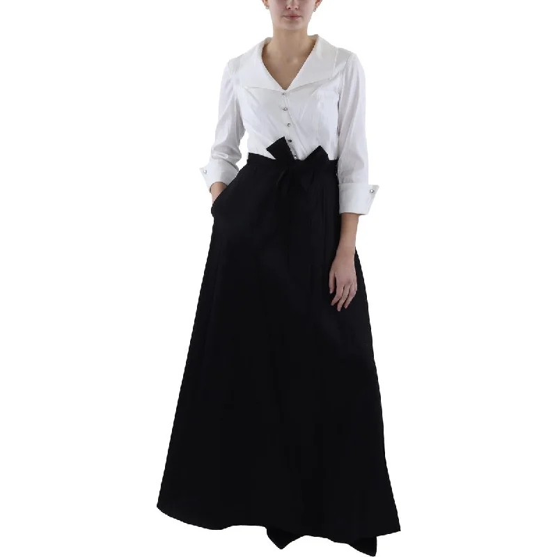 Women's Urban Clothing SLNY Womens Full Length Belted Fit & Flare Dress