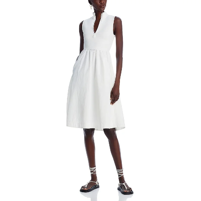 Stylish Everyday Clothing Steve Madden Womens Knee-Length Mixed Media Fit & Flare Dress