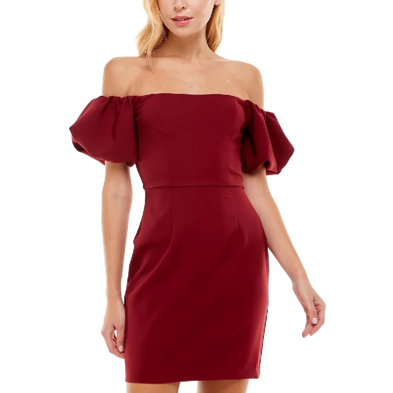 Women's Professional Garments Teeze Me Womens Juniors Off-The-Shoulder Party Fit & Flare Dress Women's Professional Garments Teeze Me Womens Juniors Off-The-Shoulder Party Fit & Flare Dress