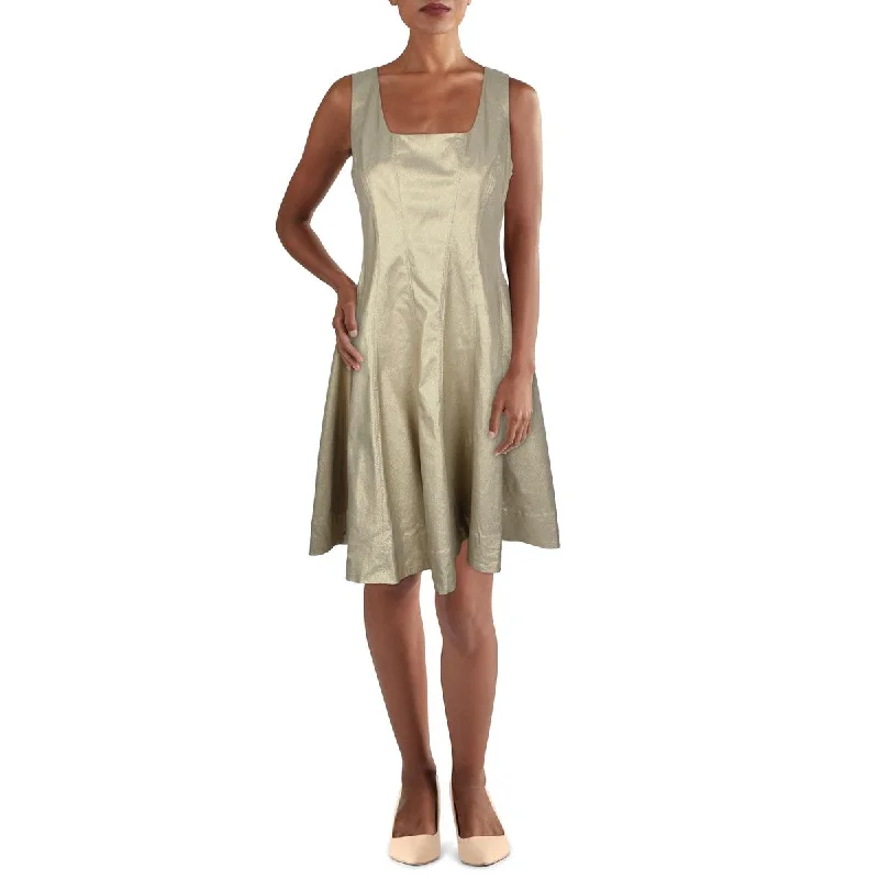 Online Boutiques Tommy Hilfiger Womens Plus Metallic Knee Length Fit & Flare Dress
