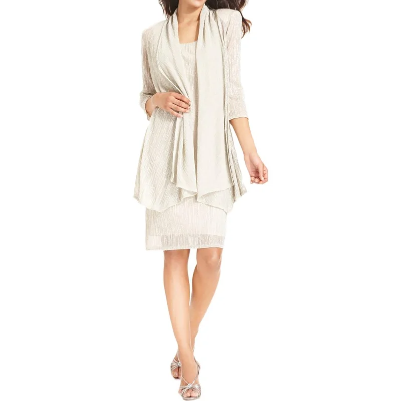 Clothing Sale R&M Richards Womens Metallic Crinkled Dress With Jacket