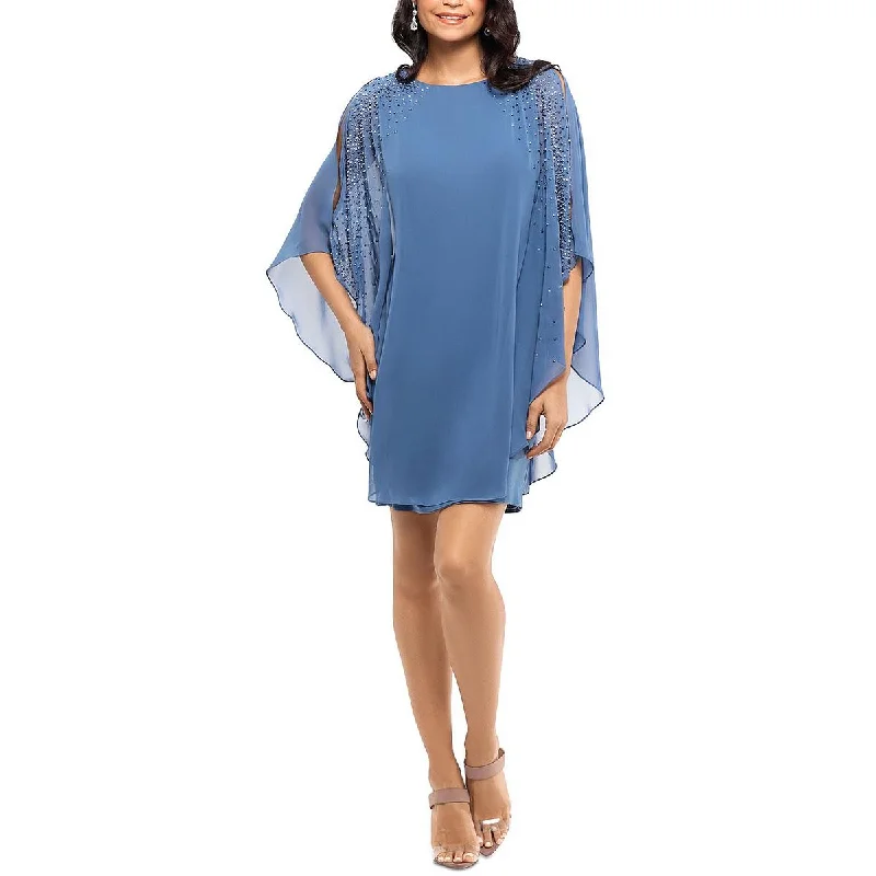 Evening Looks X by Xscape Womens Chiffon Mini Sheath Dress