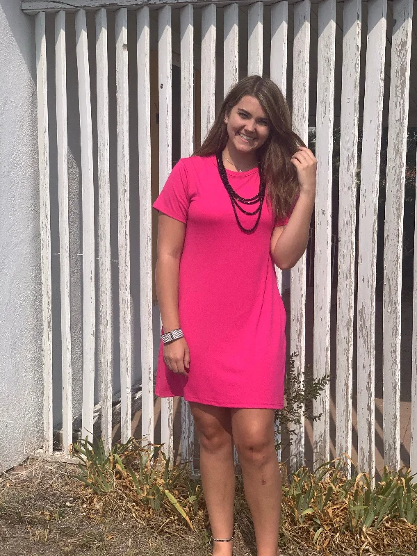 Women's Fashion Clothing Crazy Train Pretty in Pink Pocket Dress
