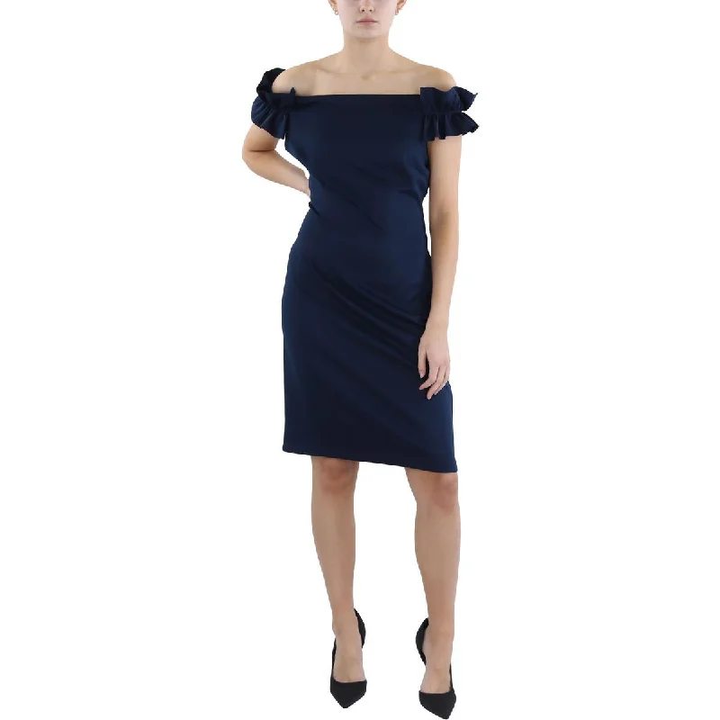 Women's Plus-Size Clothes SLNY Womens Above Knee Off-The-Shoulder Sheath Dress