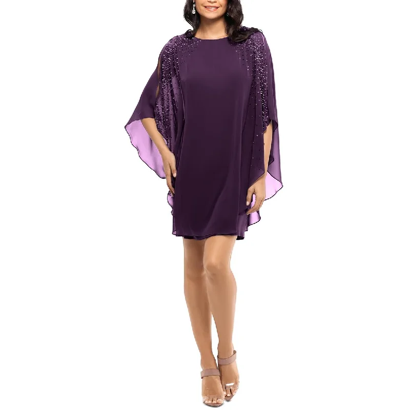 Clearance Sale X by Xscape Womens Petites Chiffon Cape Sheath Dress