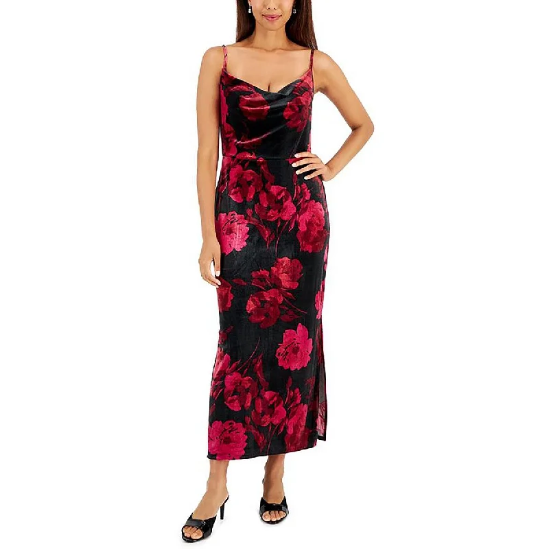 Women's Effortless Casual Outfit Taylor Womens Velvet Tea Length Sheath Dress