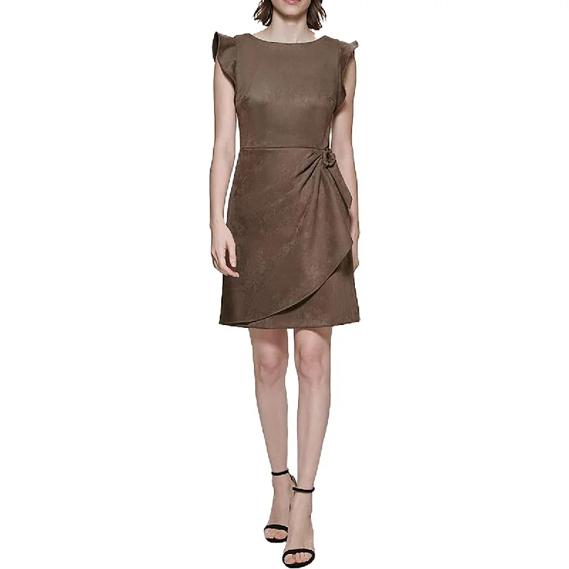 Evening Looks DKNY Womens Side Draped Faux-Suede Sheath Dress