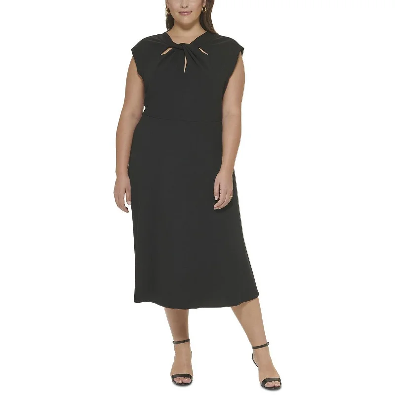 Women's Active Outfit For Fitness DKNY Womens Plus Crepe Cut-Out Sheath Dress