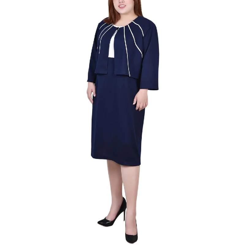Outfits Ideas NY Collection Womens Plus Waffle Offce Two Piece Dress