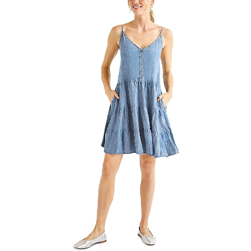 Women's Clothing For Outdoor Events Splendid Womens Button V-Neck Slip Dress