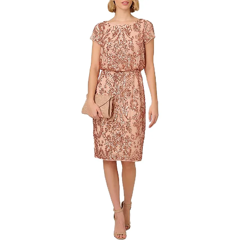 Best Clearance Sales Right Now Papell Studio by Adrianna Papell Womens Sequined Embellished Sheath Dress