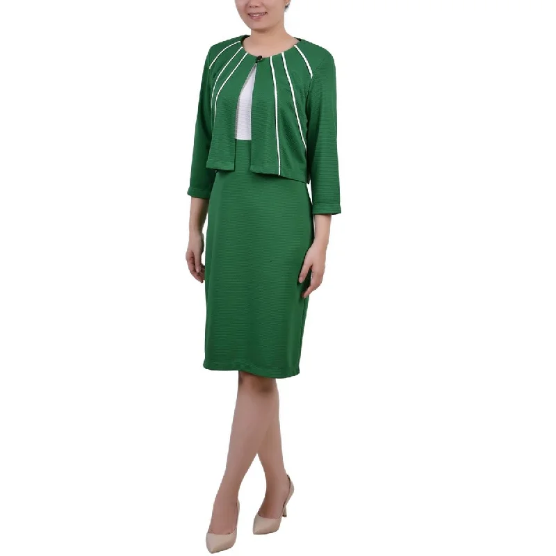 Outfits For Women NY Collection Womens Petites Textured Colorblock Two Piece Dress