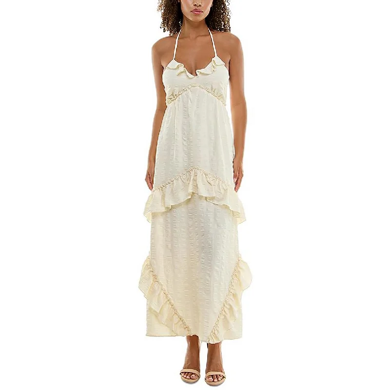 Women's Comfy Loungewear Outfit Speechless Womens Maxi Ruffled Halter Dress