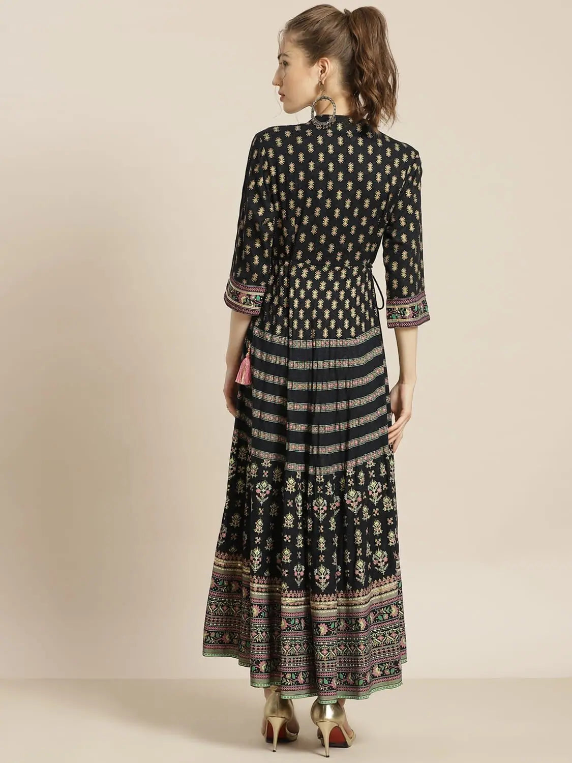 Women's Comfy Loungewear Outfit Juniper Darkblue Rayon Printed A-Line Dress