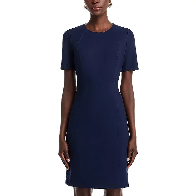 Women's High-Fashion Clothes Tahari Womens Solid Boat Neck Sheath Dress