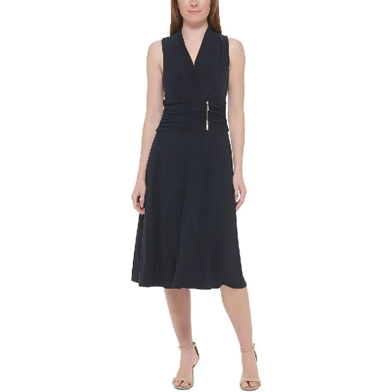 Chic & Cozy Apparel Tommy Hilfiger Womens Gathered Cocktail Fit & Flare Dress