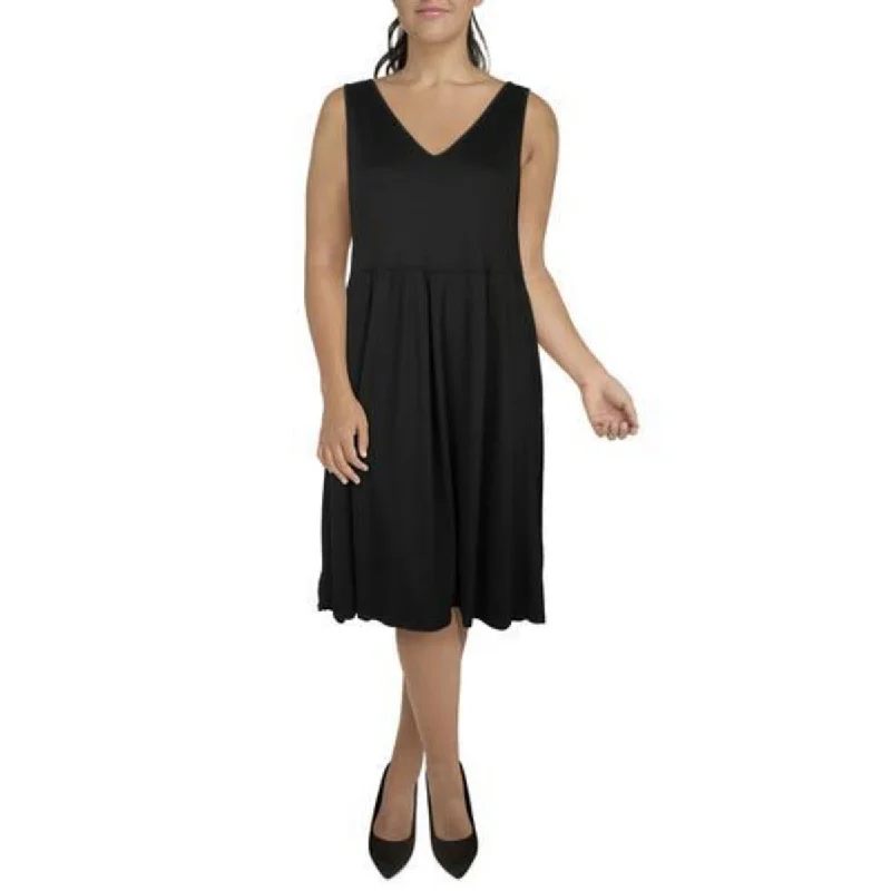 Women's Clothes 24seven Comfort Apparel Womens Plus V-Neck Fit &Flare Fit & Flare Dress