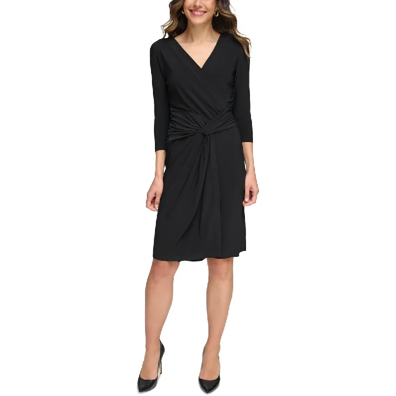 Boutique Styles Tommy Hilfiger Womens Knot-Front  Wear To Work Dress