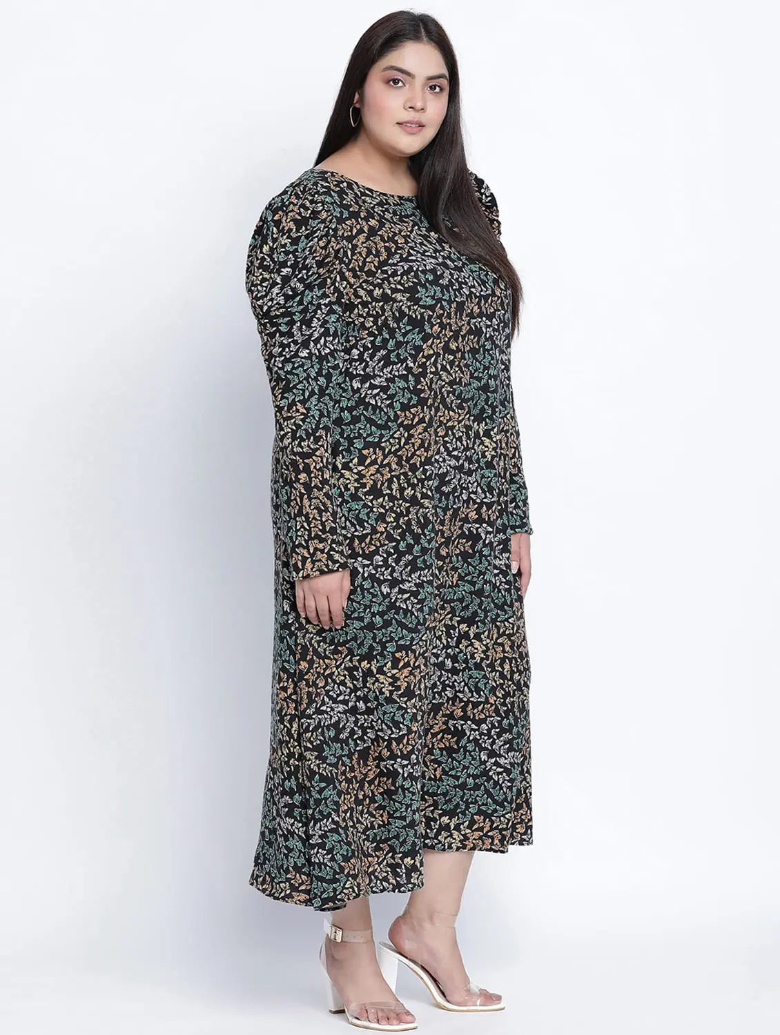 Women's Relaxed Clothes Gazzing Multicolor Animal Printed Plus Size Dress