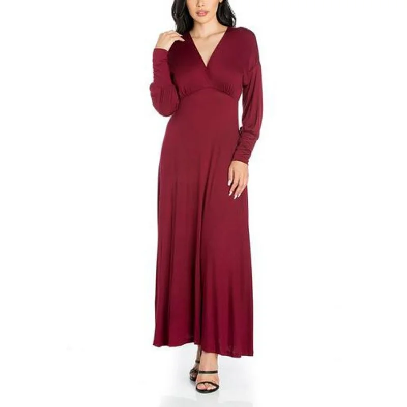Trendy Women's Wear 24seven Comfort Apparel Womens Plus Surplice 3/4 Sleeve Sheath Dress