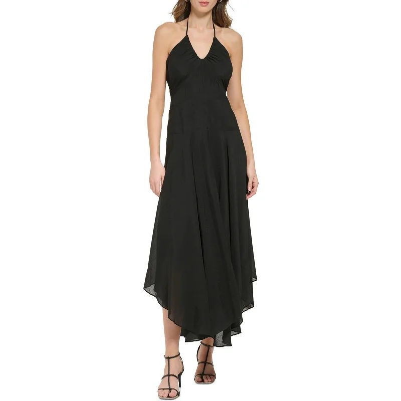 Women's Holiday Clothing DKNY Womens Open Back Long Halter Dress